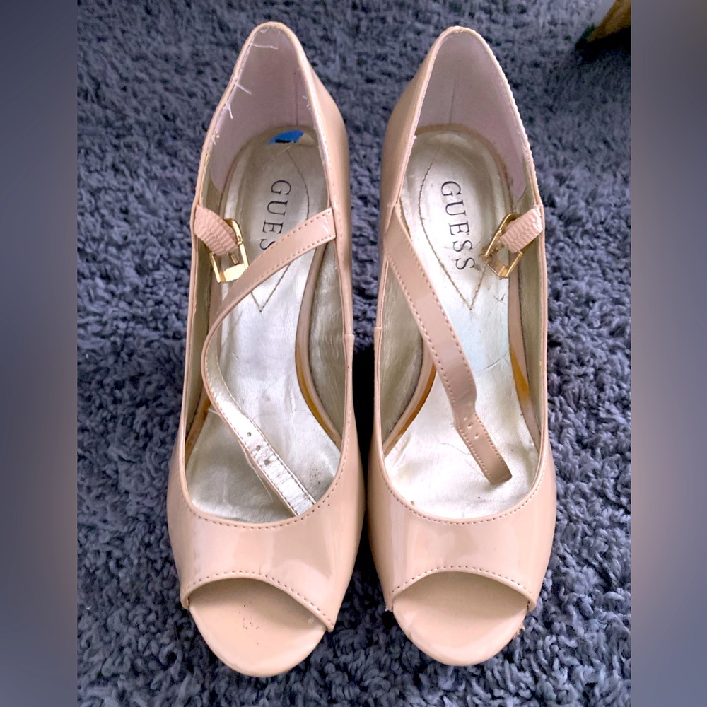High cork wedge shoes  by guess